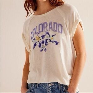 Free People We The Free Colorado State Flower Short Sleeve Graphic Tee NEW small